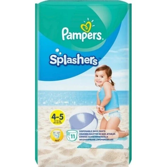 Pampers Splashers Couches de Bain Taille 4-5 (9-15 kg) - 11 Pièces