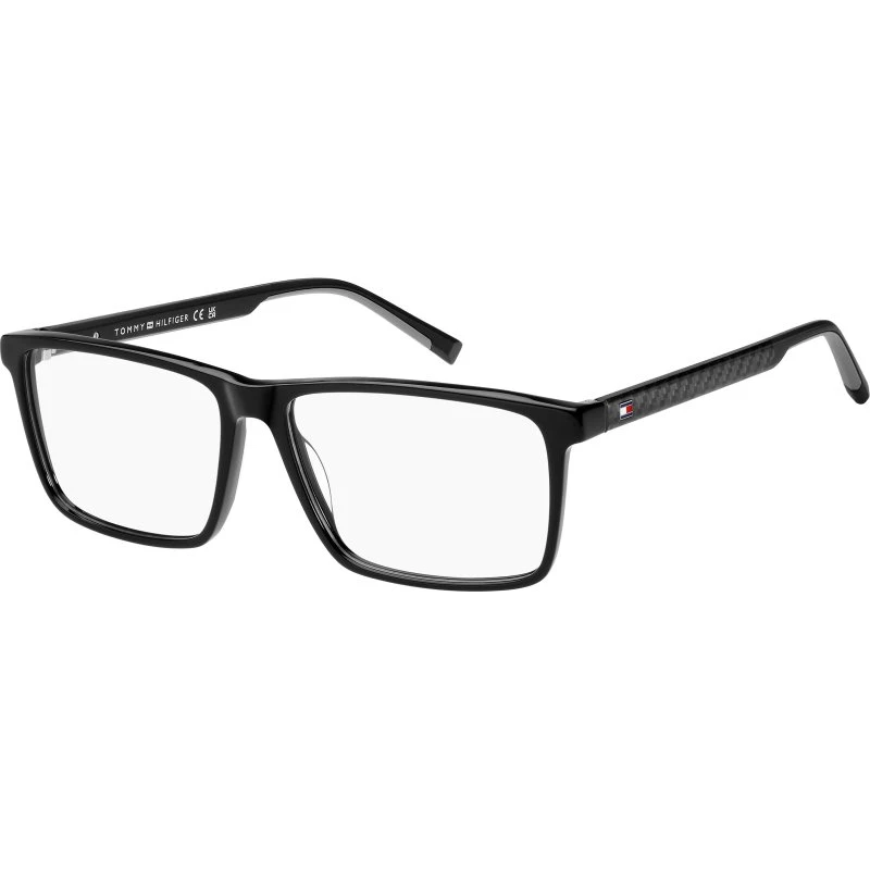 Tommy Hilfiger TH 2198 807 - Lunettes Optiques Carrées en Acétate Noir