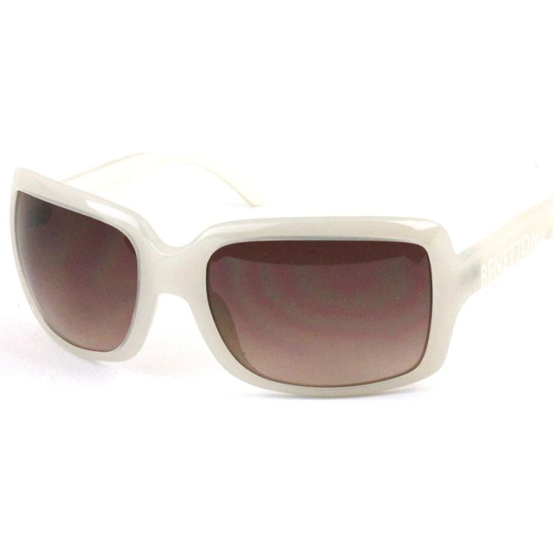 Benetton Lunettes de Soleil Femme BE51402 02 Carrées Blanches et Marron