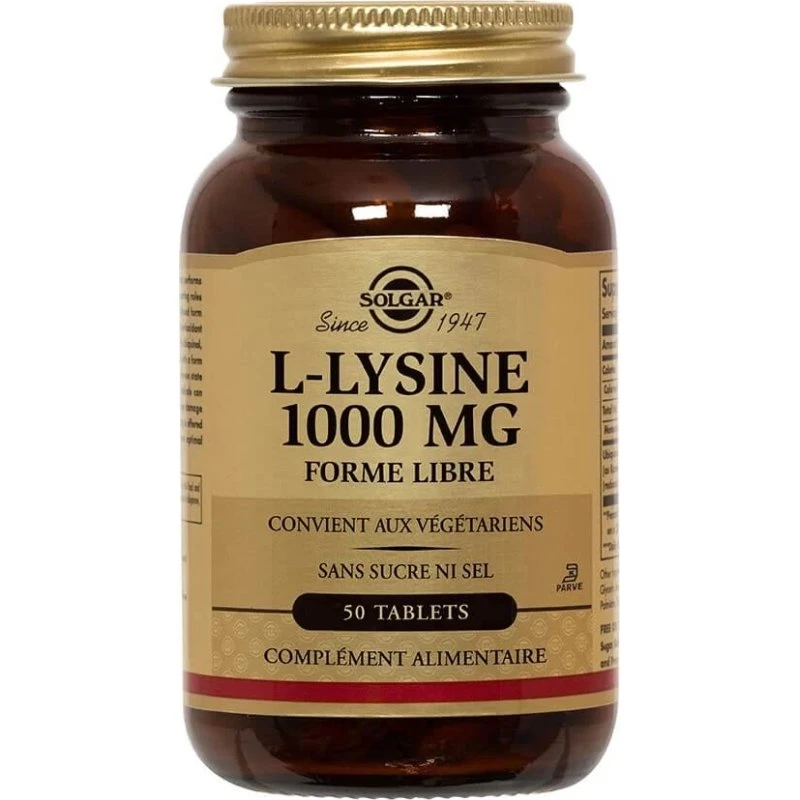 Solgar L-Lysine Défenses Immunitaires 1000 mg - 50 Comprimés