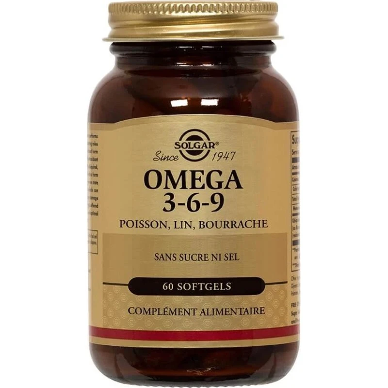 Solgar Omega 3-6-9 Poisson, Lin et Bourrache, 60 Softgels
