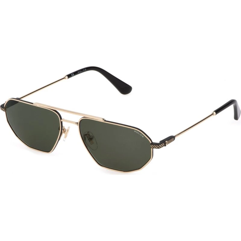 Police SPLF66 Octane 2 Lunettes de Soleil Homme - Métal Or et Vert