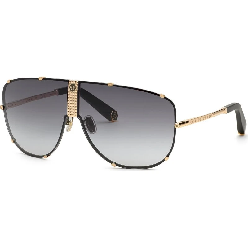 Philipp Plein SPP075M Plein Stud Lunettes de Soleil Aviateur Or et Gris