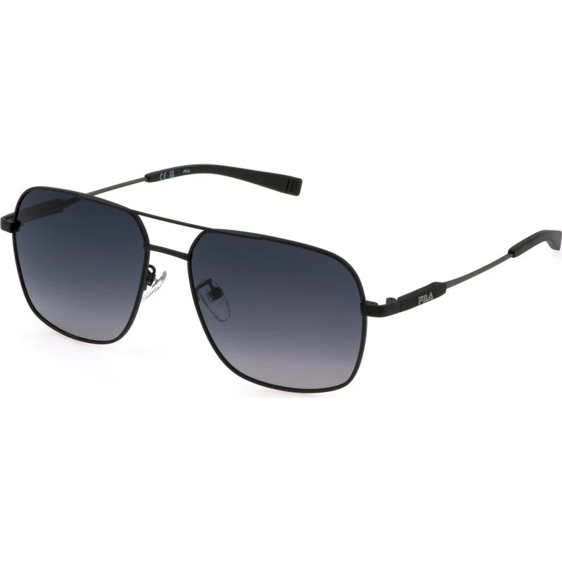 Fila Homme SFI523 531P Lunettes de Soleil Carrées en Métal Noir