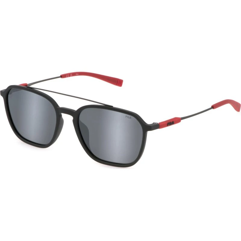 Fila Homme SFI524 507P Lunettes de Soleil Géométriques Miroir Gris