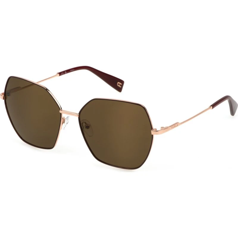 Furla Lunettes de Soleil SFU739 0F97 - Monture Métal Dorée Géométrique