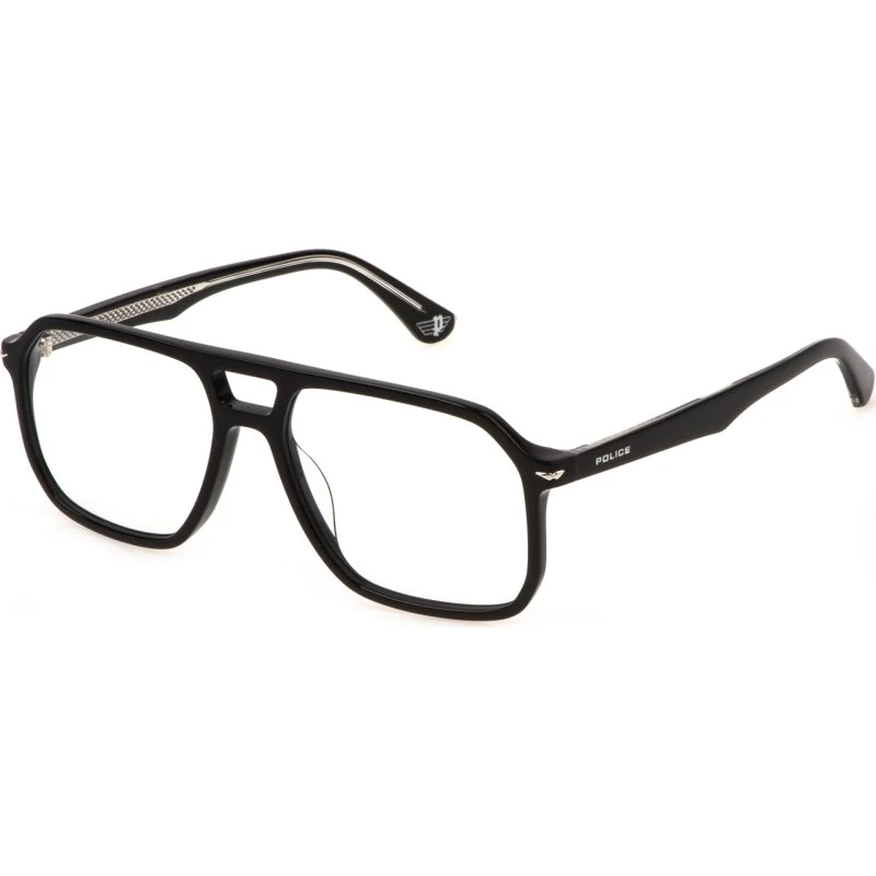 Police Champion VPLN21 8 - Lunettes Optiques Carrées en Acétate Noir