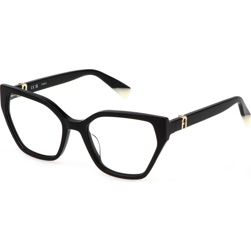Furla VFU761 700 Lunettes de Vue Carrées en Acétate Noir