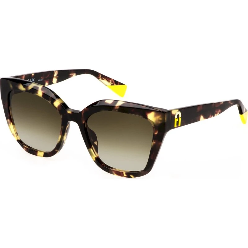 Furla SFU781 Lunettes de soleil Carrées en Acétate - Havane/Brun
