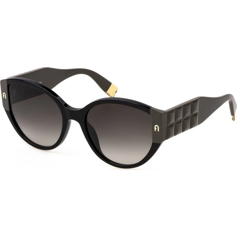 Furla SFU784 Lunettes de Soleil Papillon en Acétate Noir Fumée