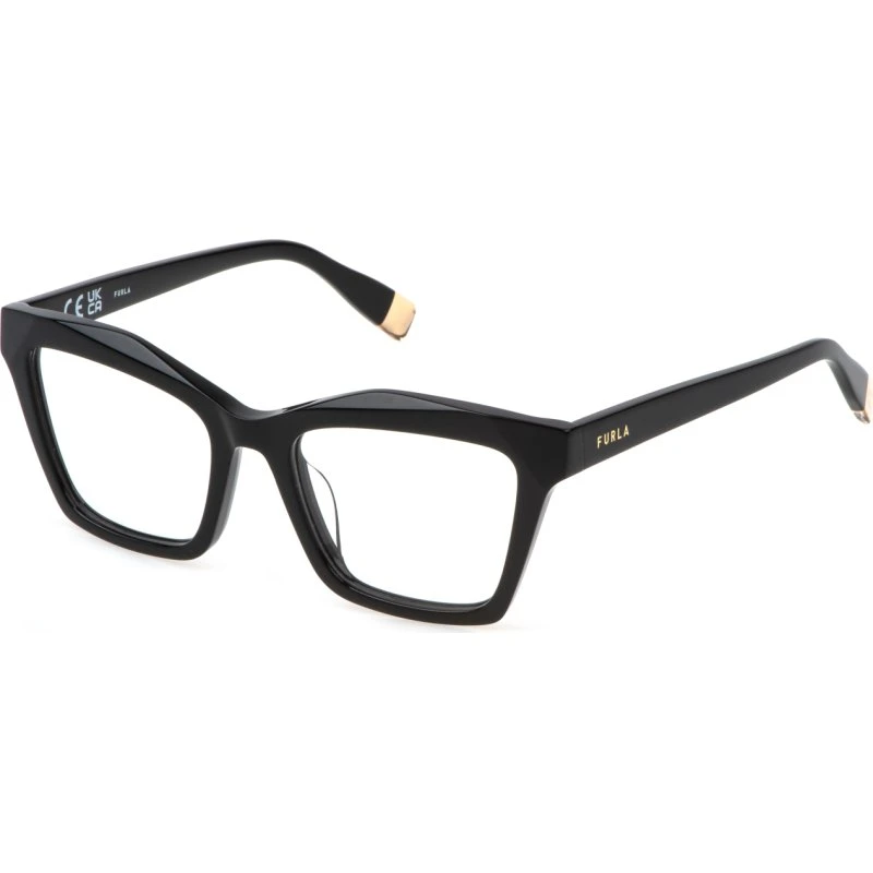Furla VFU767 700 Lunettes de Vue Géométriques en Acétate Noir
