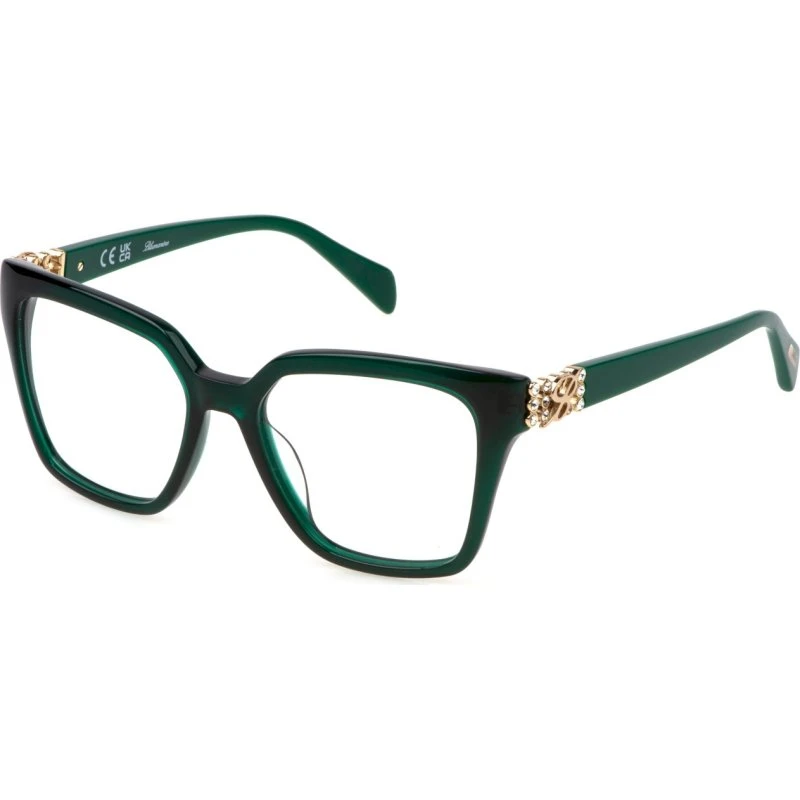 Blumarine VBM851S 06RS Lunettes de Vue Carrées en Acétate Vert