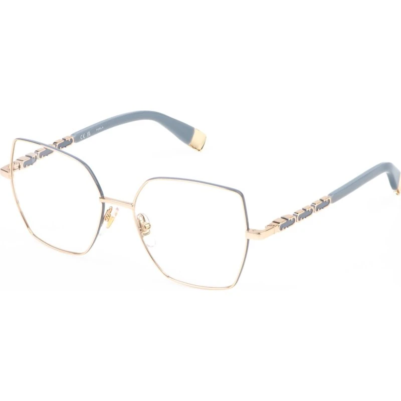 Furla VFU835 0E91 Montures Optiques Carrées en Métal Or