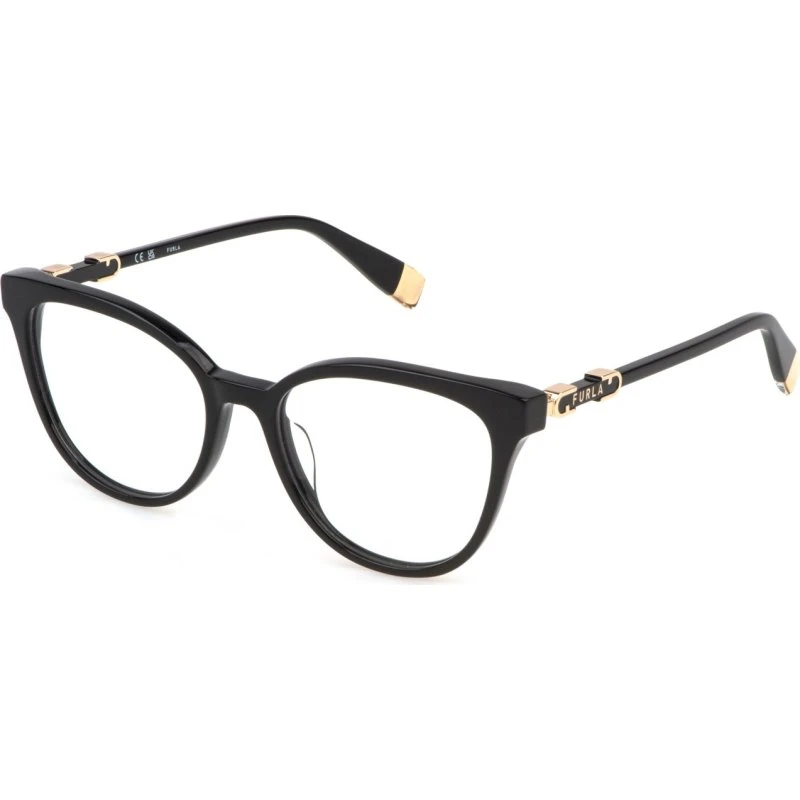 Furla VFU832 700 Lunettes de Vue Papillon en Acétate Noir