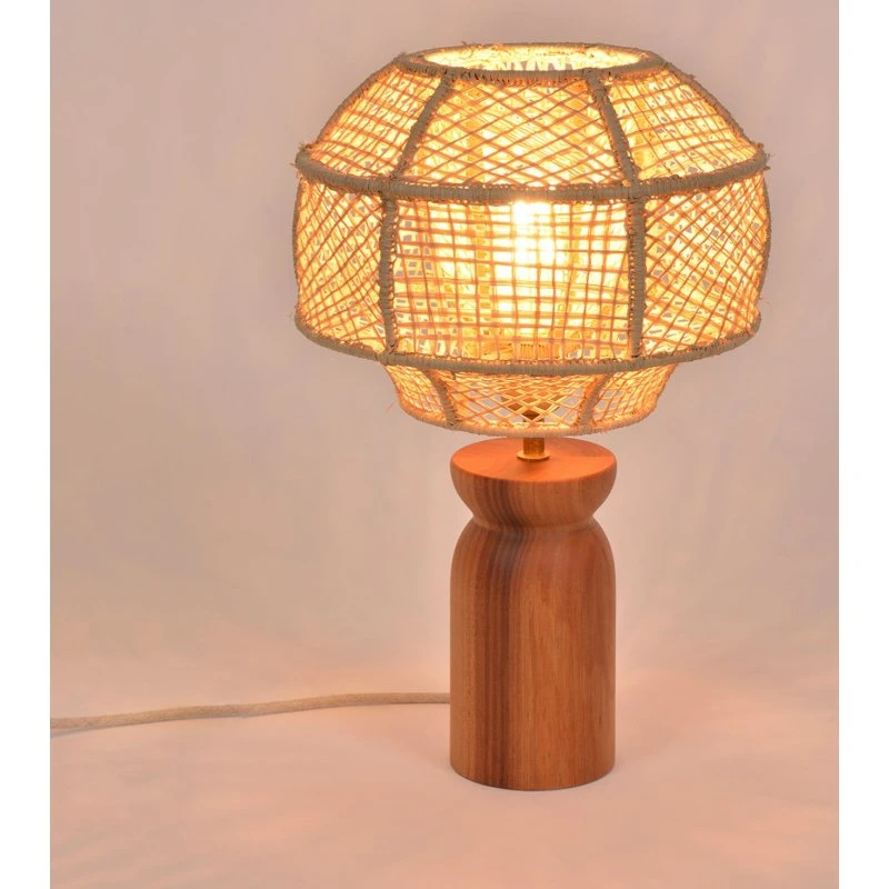 MARKET SET Lampe à poser Odyssée en bois et raphia - 43 cm