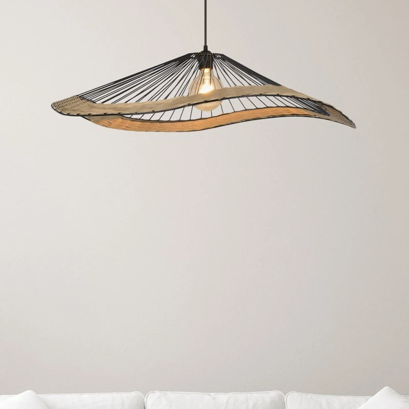 COREP Suspension Mekong Noire - Métal et Rotin - 18 cm
