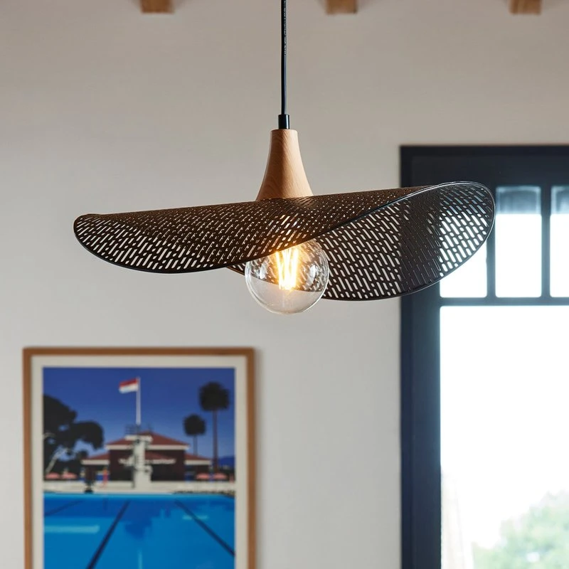 COREP Suspension Honu Noire Ø 48 cm - Métal et Bois