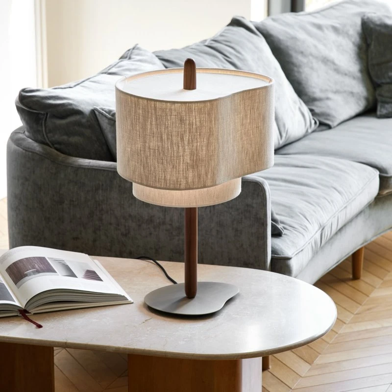 MARKET SET Lampe de table textile Pebble, crème