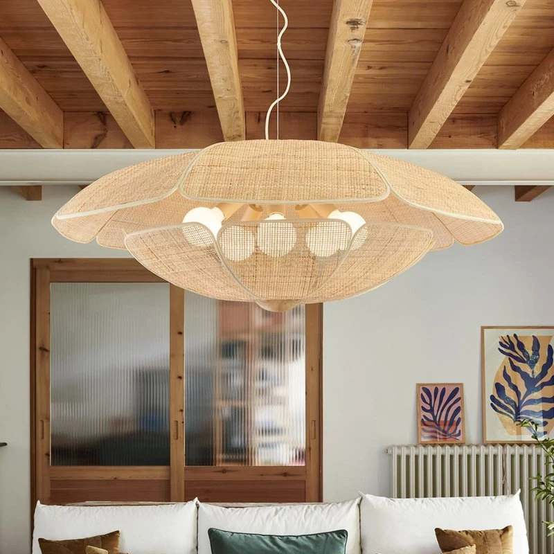 MARKET SET Suspension Coquillage 110 cm en rotin naturel