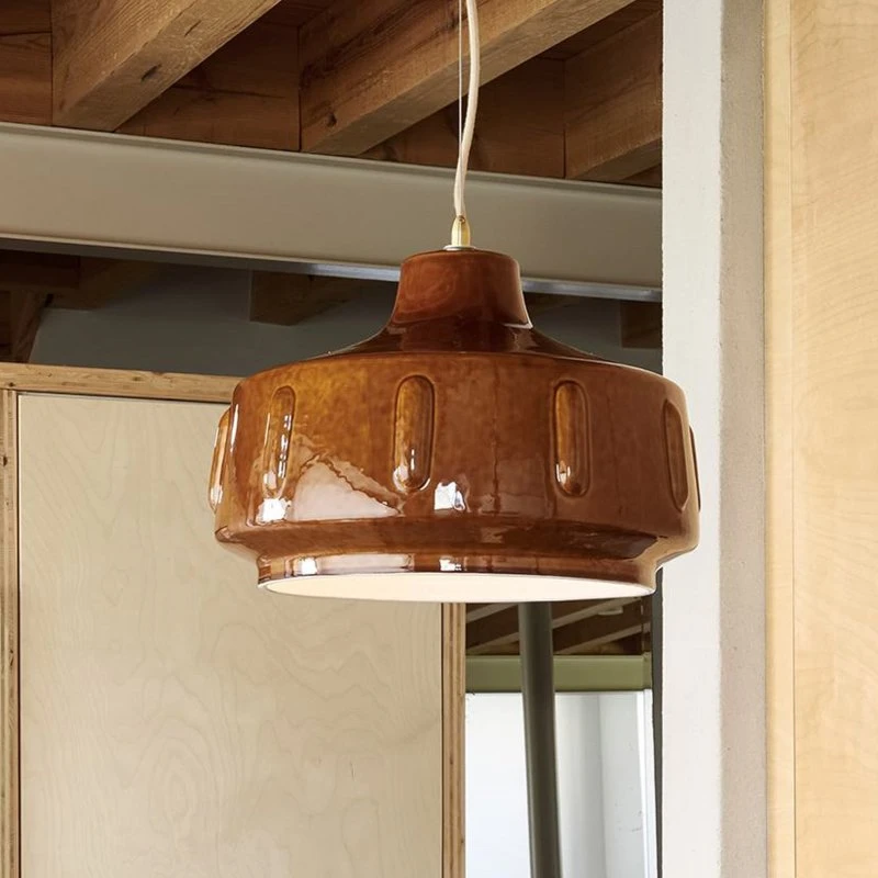 MARKET SET Suspension Jimmy Ø 38 cm, céramique marron et laiton