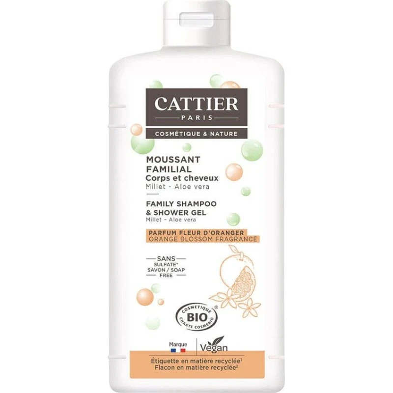 Cattier Organic Gel Douche et Shampooing Fleur d'Oranger 500ml