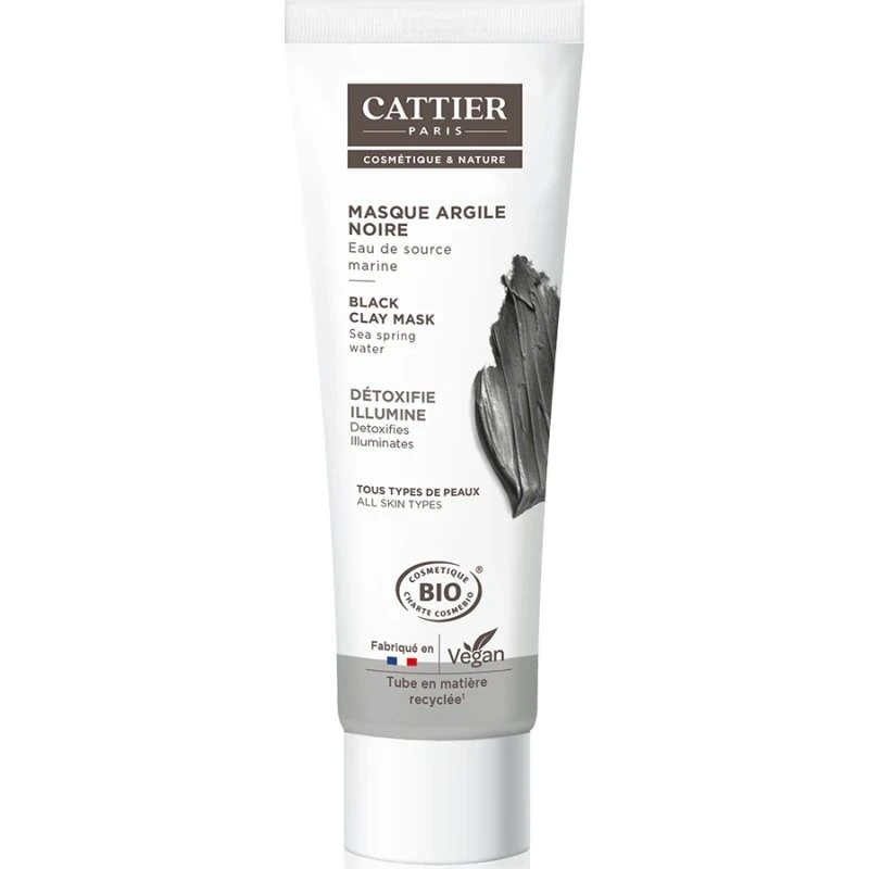 Cattier Masque Nettoyant et Éclaircissant à l'Argile Noire Bio, 100 ml