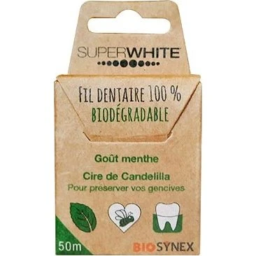 SuperWhite Fil Dentaire Biodégradable Menthe 50 m
