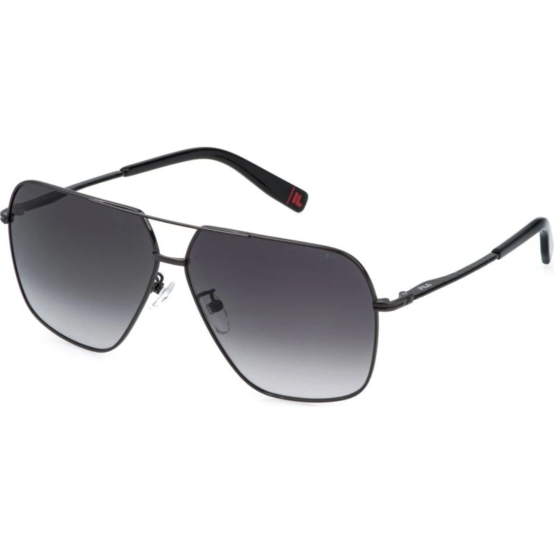 Fila Homme SFIA10 568 - Lunettes de soleil carrées en métal gris