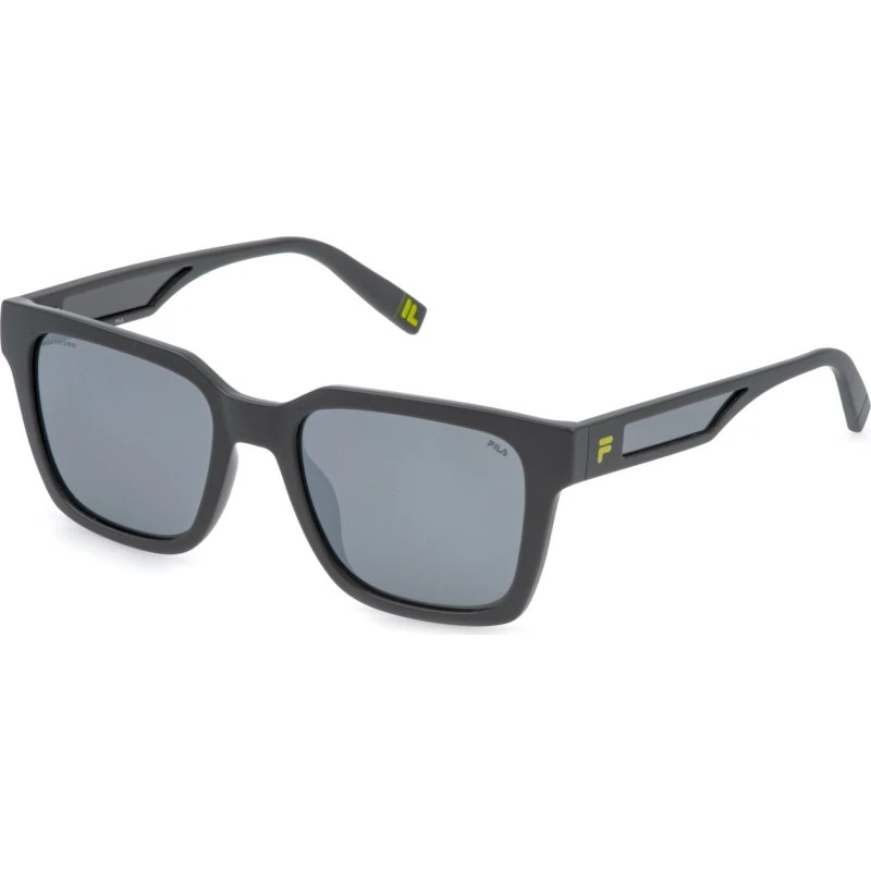 Fila Homme SFIA14 968P Lunettes de Soleil Carrées Miroir Gris Fumée