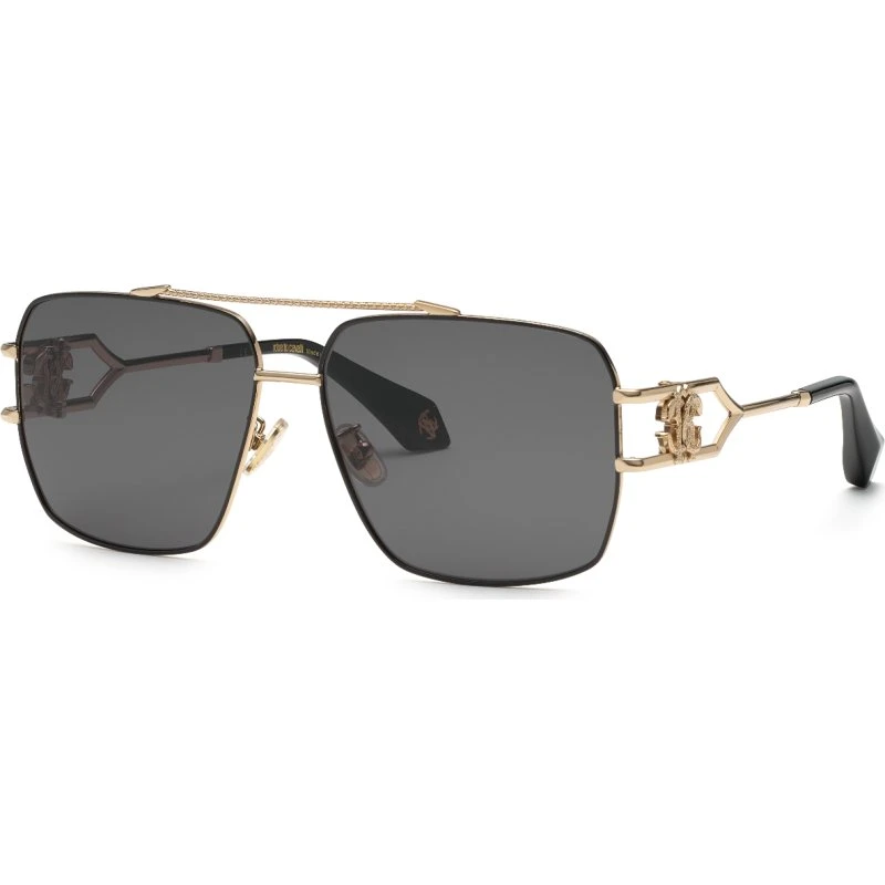 Roberto Cavalli SRC131 301 Lunettes de Soleil Carrées en Métal Or