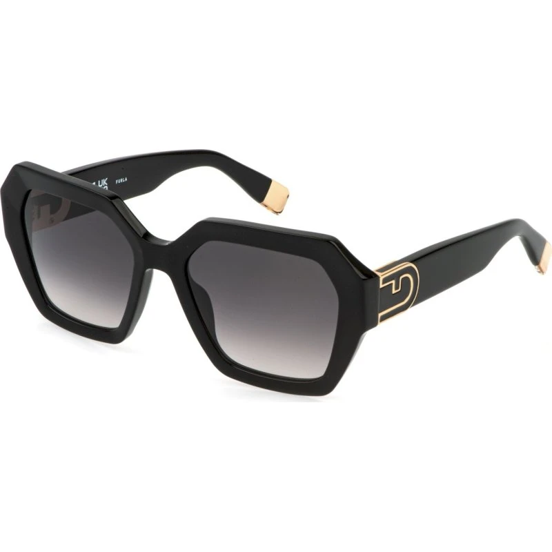 Furla SFU880 Lunettes de Soleil Géométriques en Acétate Noir