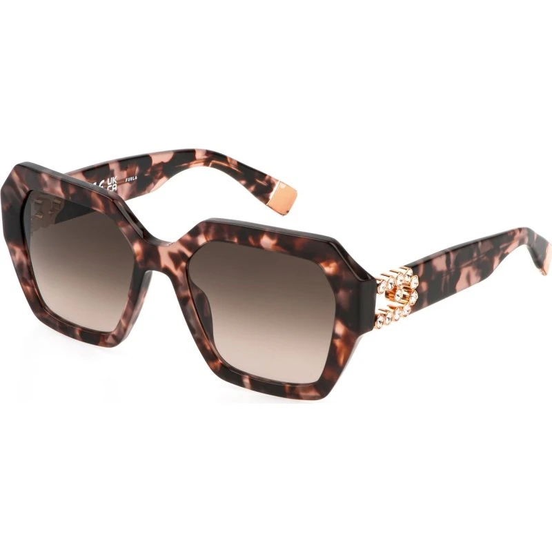 Furla SFU880S Lunettes de Soleil Géométriques Marron pour Femme