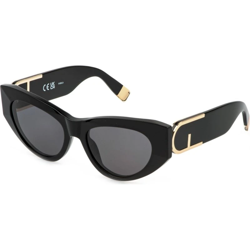 Furla SFU881 700 Lunettes de Soleil Cat Eye Noir Fumée