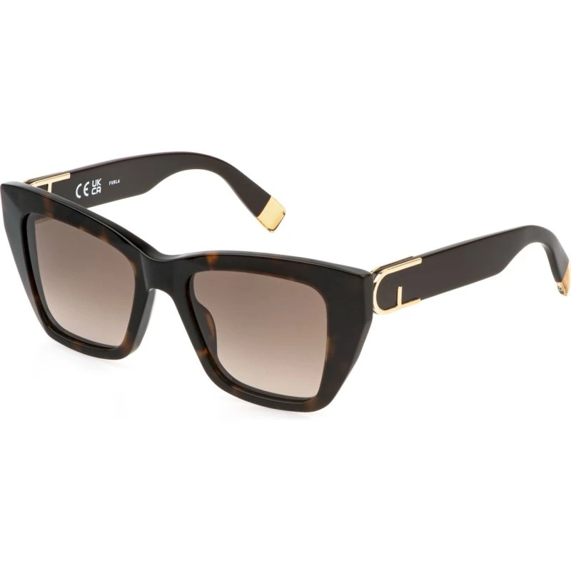 Furla SFU882 Lunettes de Soleil Carrées en Acétate Havana