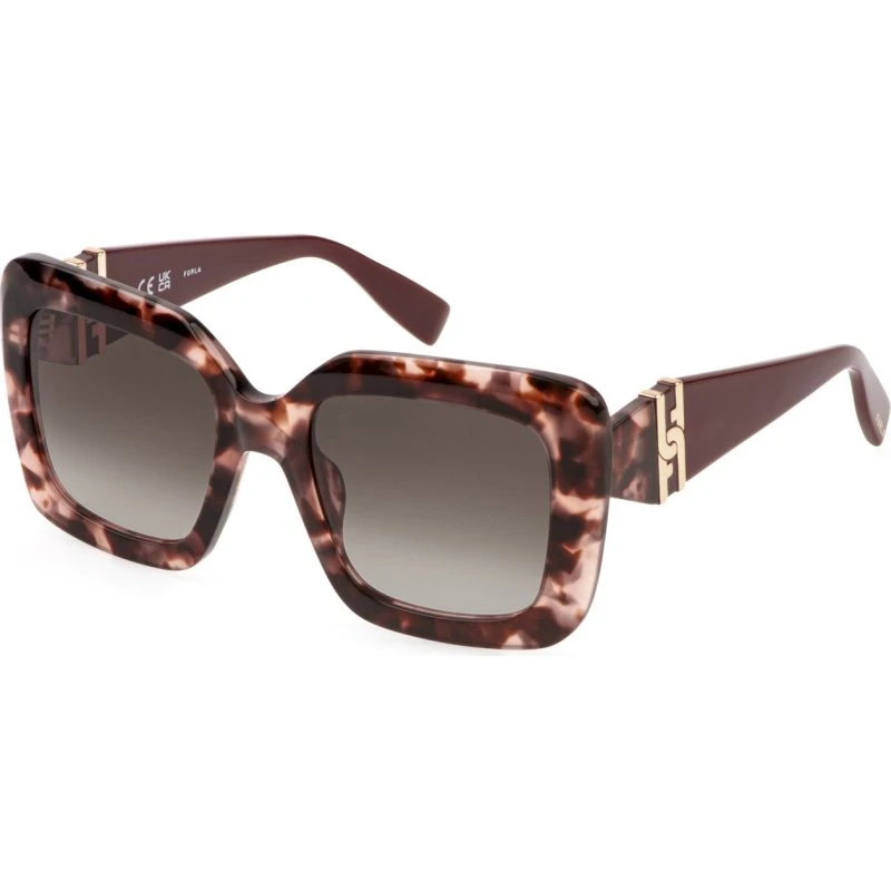 Furla SFU883 Lunettes de soleil Carrées en Acétate Havane