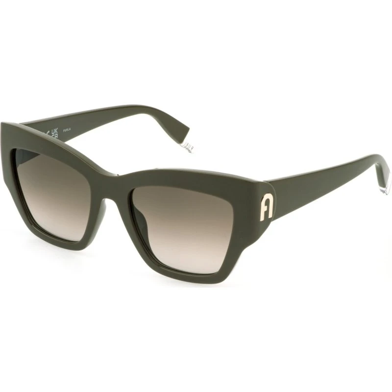 Furla SFU891 Lunettes de soleil Carrées Vert et Marron