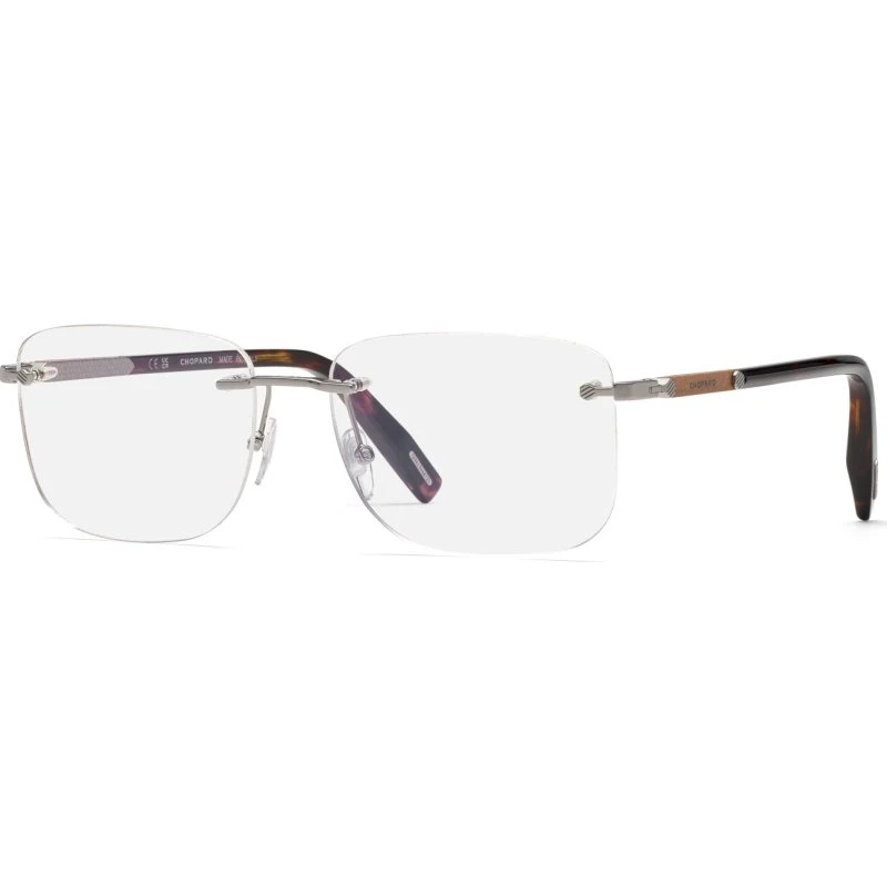 Chopard VCHL74 509 Montures Optiques Homme Carrées en Métal Gris