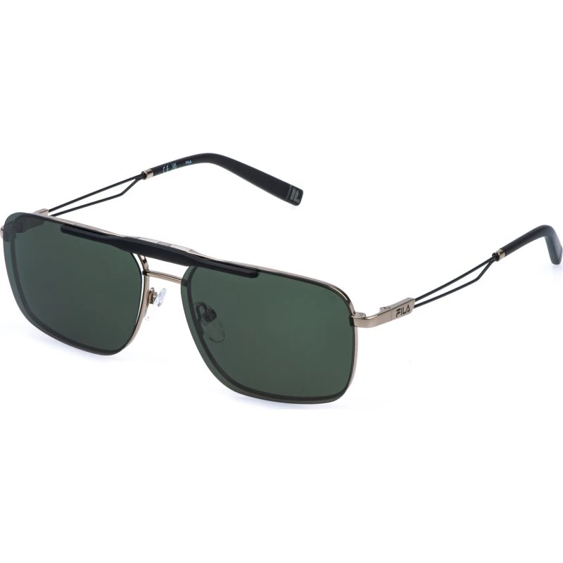 Fila Homme UFIA98 8FFP - Lunettes Optiques Carrées en Métal Or et Vert