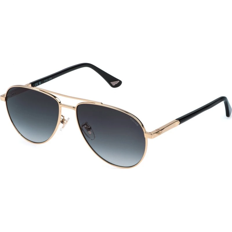 Police SPLR77 New Crossroads Lunettes de Soleil Pilote Or et Fumée