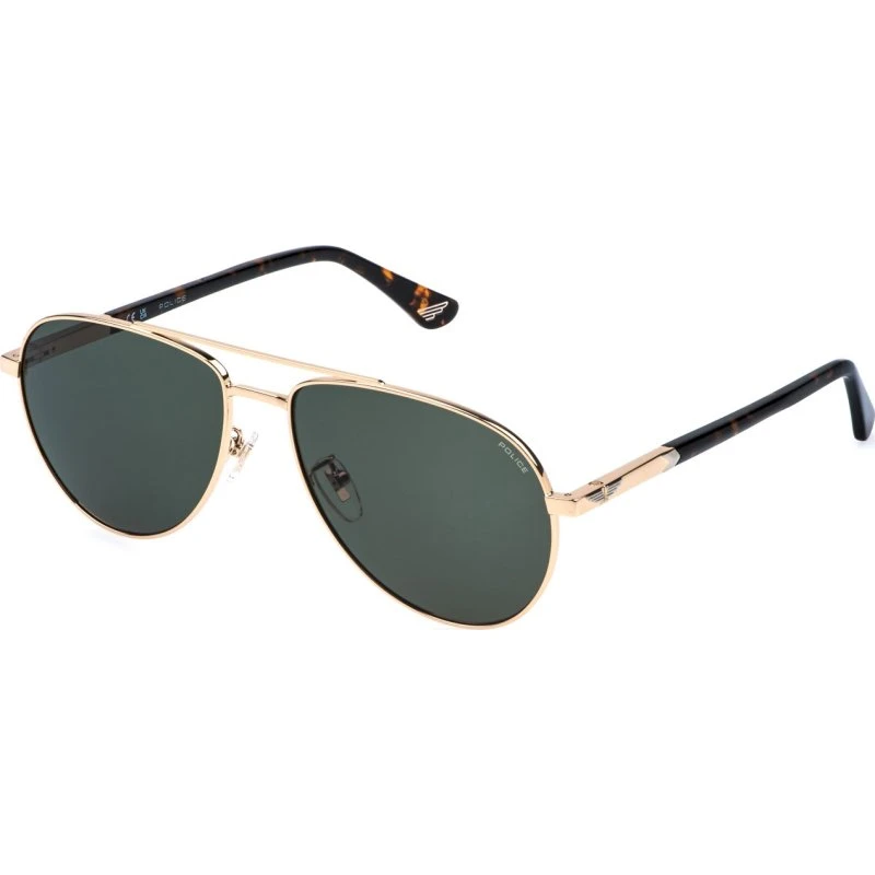 Police SPLR77 New Crossroads Lunettes de Soleil Pilote Or et Vert