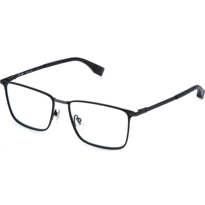 Police VPLR64 GRIND 6 599 - Lunettes Optiques Homme Carrées en Métal Noir