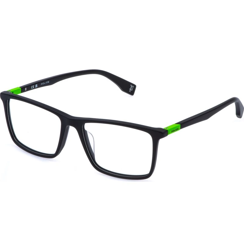 Police VPLR58 Playmaker 1 703 - Montures Optiques Carrées en Acétate Noir