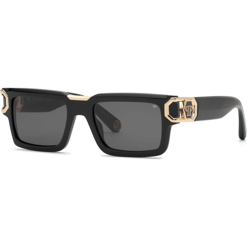 Philipp Plein Homme SPP206M PLEIN HERA Lunettes de Soleil Carrées Noires