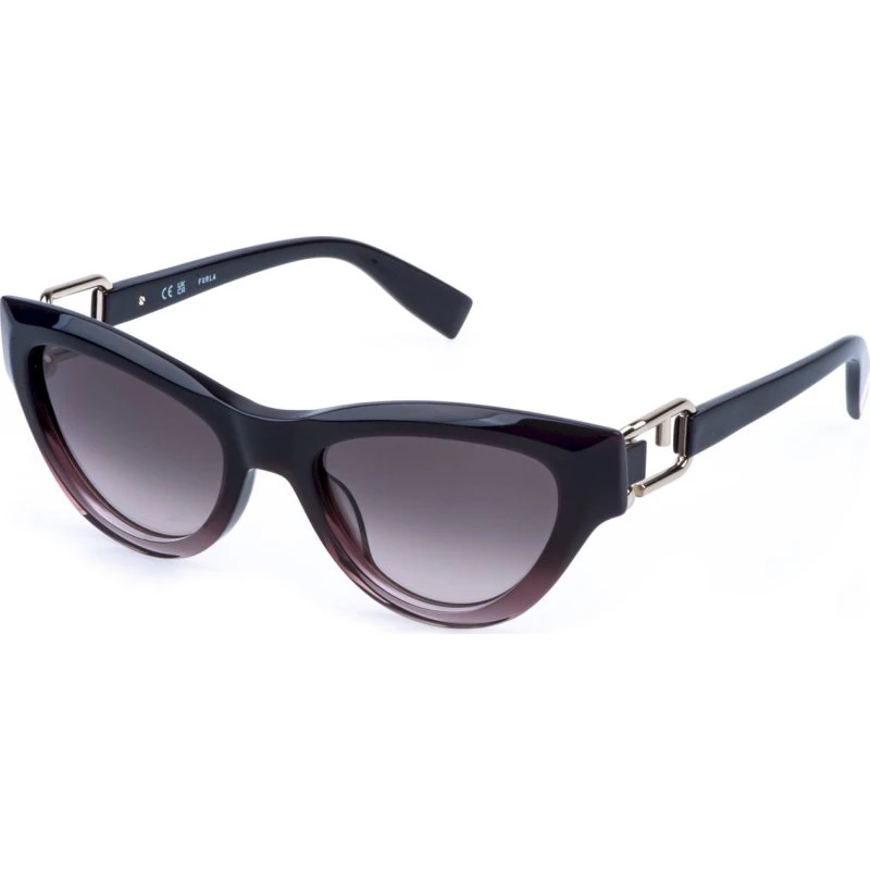 Furla SFU982 Lunettes de soleil Cat Eye Violet et Marron