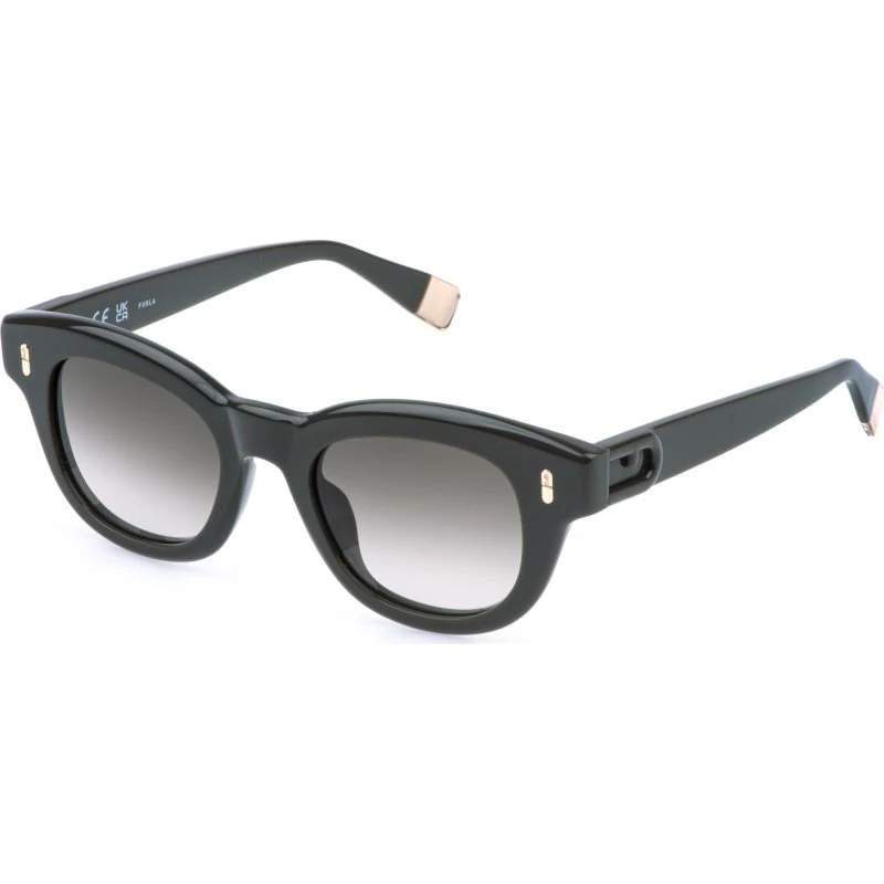 Furla SFU986 Lunettes de soleil Pantos en Acétate Vert et Marron