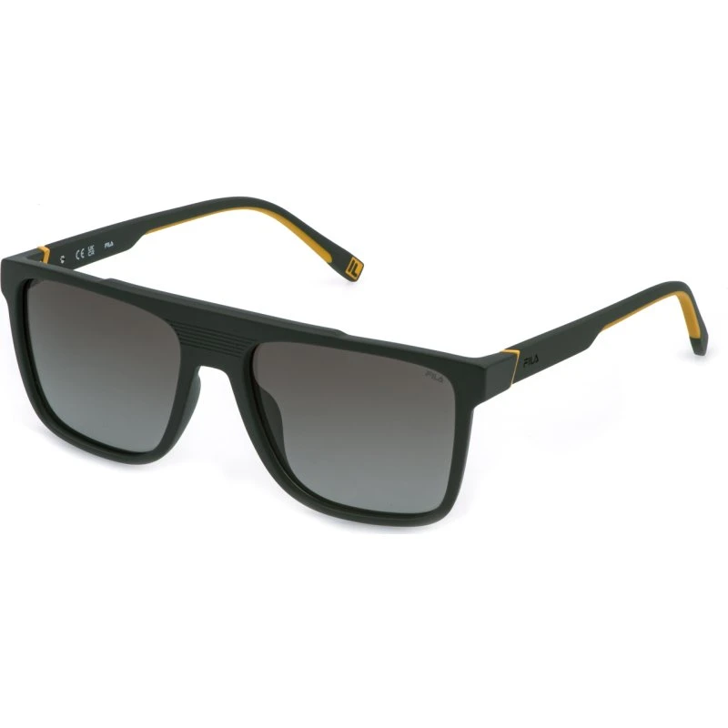 Fila Homme SFID20 G94P Lunettes de Soleil Carrées Vert et Marron