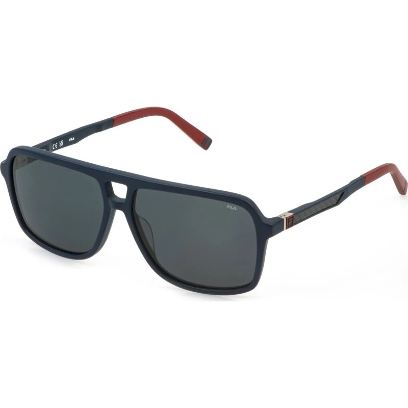 Fila SFID22 991M Lunettes de Soleil Carrées en Acétate Bleu Fumée