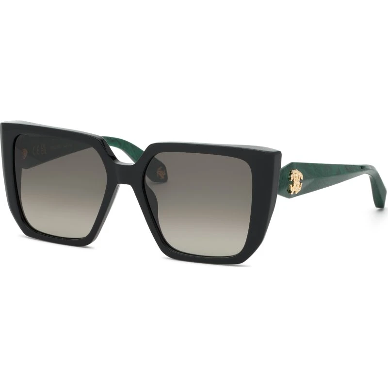 Roberto Cavalli SRC170M Lunettes de Soleil Carrées en Acétate Noir et Vert