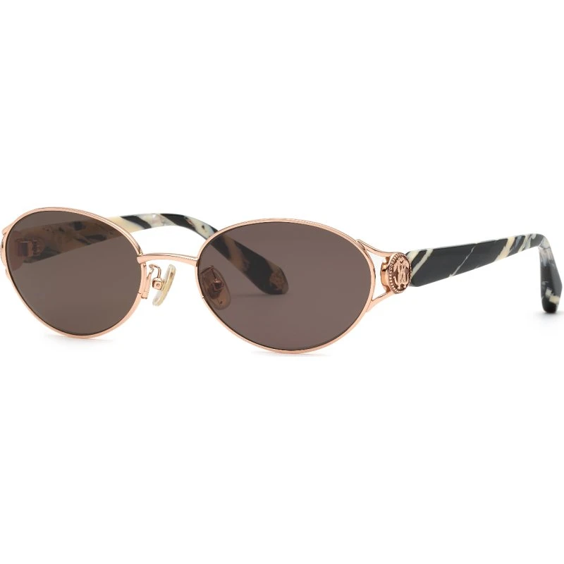 Roberto Cavalli SRC174M 08FC Lunettes de Soleil Géométriques Or et Marron