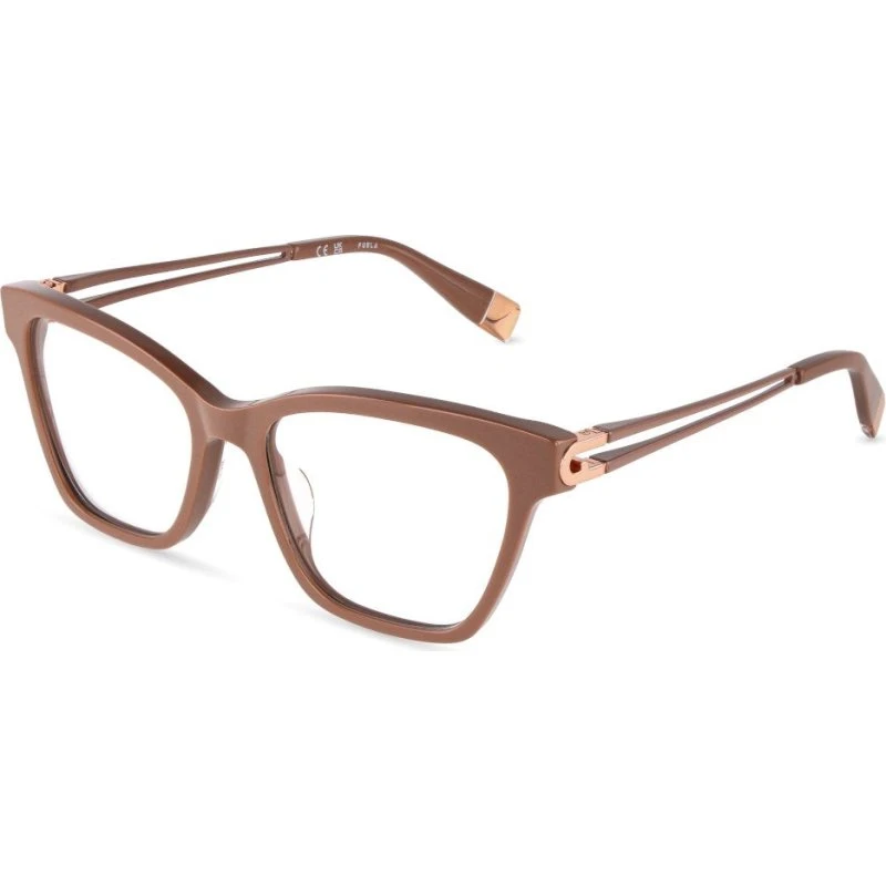 Furla VFUB05 06K6 Montures Optiques Carrées en Acétate Beige